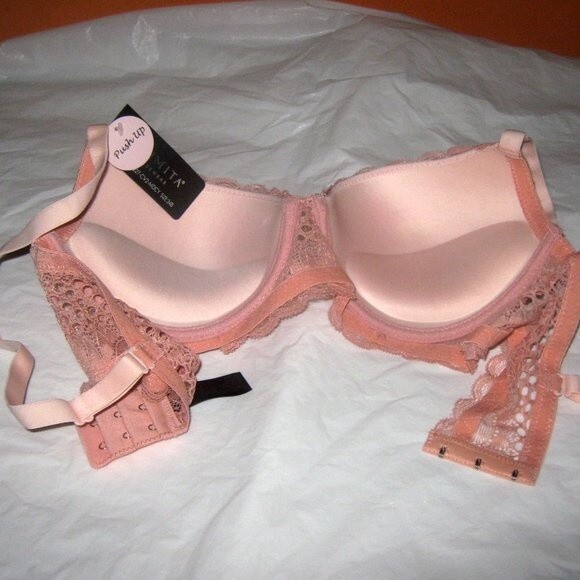 Youmita 34B Muted Clay 2tone geo lace bra w/underwire NWT - Picture 5 of 8